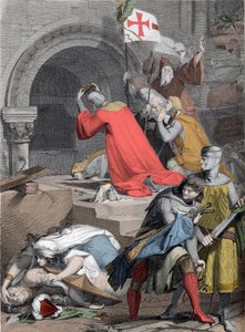 Godefroy de Bouillon (1058-1100) em Saint-Sepulcre, em 1099 - Godfrey de Bouillon no Santo Sepulcro por Deininger - de Jacob Friedrich Deininger