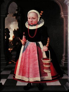 Retrato de uma menina segurando uma boneca e um cesto de Jacob Gerritsz Cuyp