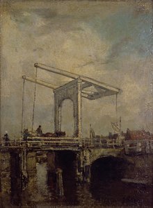 Uma ponte levadiça em uma cidade holandesa, 1875 de Jacob Henricus or Hendricus Maris