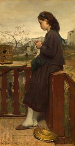 Menina de tricô na varanda, Montmartre, 1869