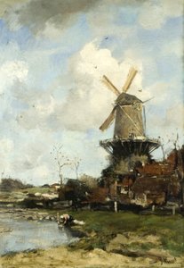The Mill, Dutch Landscape, c.1880 (óleo sobre tela)