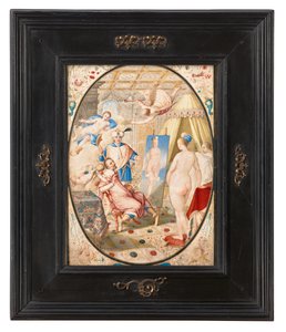 Apeles pintando Campaspe, a amante de Alexandre, o Grande de Jacob Hoefnagel
