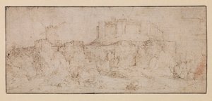 Paisagem com um castelo sobre uma rocha de Jacob I (attr.to) Savery