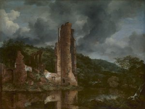 Paisagem com as ruínas do castelo de Egmond, 1650-55 de Jacob van Ruisdael