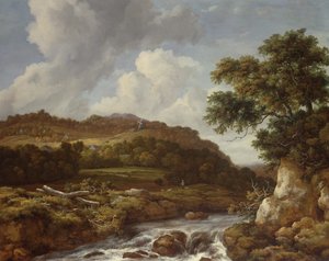 Paisagem montanhosa com uma torrente