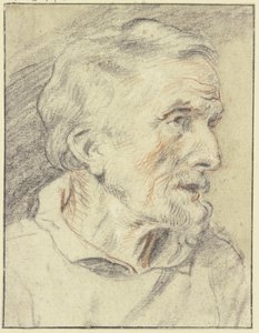 Retrato de meio corpo de um homem idoso, de perfil para a direita de Jacob Jordaens