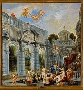 Deusas e ninfas depois de um banho ... (pintura sobre tela) de Jacob Jordaens