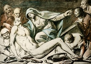 Lamentação de Cristo (aguarela, giz vermelho)