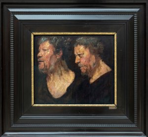 Estudos do Chefe de Abraham Grapheus, c.1620-1621 (óleo sobre papel, montado em painel) de Jacob Jordaens