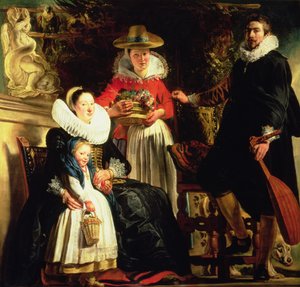 O Artista e Sua Família em um Jardim, c.1620-22 (óleo sobre tela) de Jacob Jordaens
