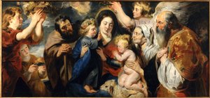 A Sagrada Família com o jovem João Batista e anjos, c. 1616-1617. de Jacob Jordaens