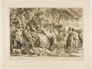 O mestre puxa a vaca para fora da vala pela cauda de Jacob Jordaens