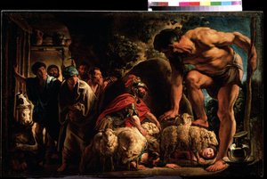 ""Ulysses no covil de Polifemo"" pintura de Jacob Jordaens (1593-1678) Museu Pushkin, Moscou. de Jacob Jordaens