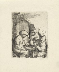 Três homens e um jarro vazio
Cópias depois de Adriaan van Ostade (título da série) de Jacob Laurensz. van der Vinne