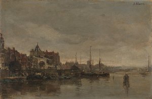 O Schreierstoren com a ponte sobre o Gelderse Kade em Amesterdão de Jacob Maris