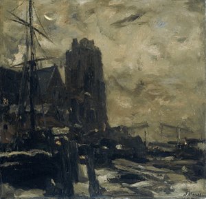 Dordrecht à noite de Jacob Maris