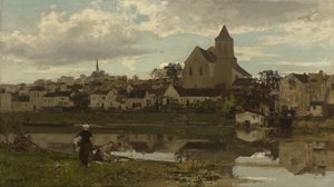 Holandês: Gezicht op Montigny-sur-Loing Vista de Montigny-sur-Loing de Jacob Maris