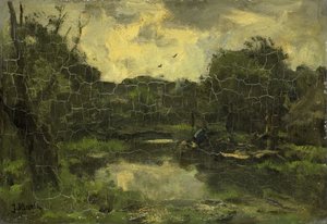 Paisagem com barcaça de Jacob Maris