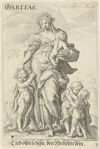 Liefde (Caridade) Caridade (título no objeto) de Jacob Matham (attributed to)