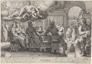 Noite (Vesper)
Véspera (título sobre o objecto)
As quatro vezes do dia (título da série) de Jacob Matham