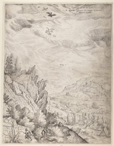 Paisagem boémia com casais e caçadores (prato da direita) de Jacob Matham