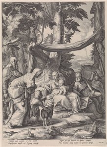 H. Família com Isabel, Zacarias e o menino João Batista de Jacob Matham
