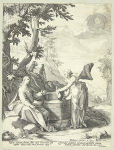 Jesus e a mulher samaritana de Jacob Matham