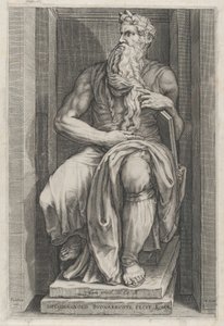 O Espelho Romano da Magnificência: Moisés segundo a escultura de Michelangelo, séc. XVI..., séc. XVI. de Jacob Matham