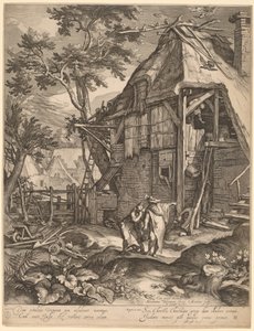 Abraão expulsando Agar de Jacob Matham, after Abraham Bloemaert