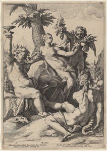 Aliança de Vênus com Baco e Ceres de Jacob Matham, after Hendrick Goltzius