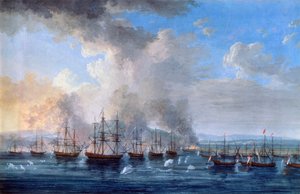 "A Batalha Russo-Turca no Castelo de Damietta em 1770", 1770-1772.   de Jacob Philip Hackert