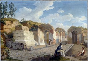 Inglês:  A Porta de Herculano em Pompeia de Jacob Philipp Hackert