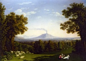 Paisagem com o Palácio de Caserta e o Vesúvio de Jacob Philipp Hackert