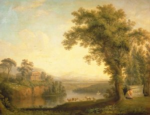 Paisagem antiga com o túmulo de Phaeton, 1785 de Jacob Philippe Hackert