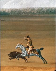 Ferdinand IV Hunting Wild Boar on the Cassano Estate Detail Painting by Jakob Philipp dit Hackert d