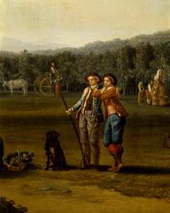 Colheita em Carditello, de Jacob Philipp Hackert, detalhe de Jacob Philippe Hackert