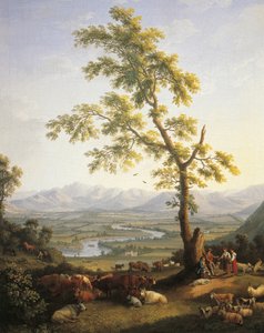Primavera, vista de Volturno e Matese (óleo sobre tela) de Jacob Philippe Hackert