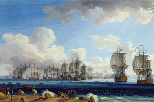 A Batalha de Chesma no dia 5 de julho de 1770