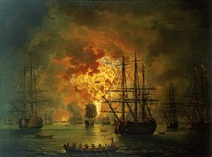 A destruição da frota turca na baía de Chesma, 1772