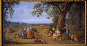 A colheita em Carditello perto de Caserta Pintura de Jacob Philipp Hackert dit Hackert d