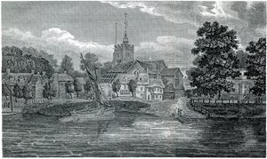 Gravura da Igreja de São Nicolau de Chiswick por Schnebbelie 1807