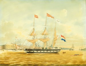 O Johan Melchior Kemper em Anchor pelo porto de Roterdã de Jacob Spin