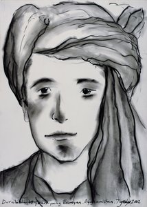 Durabali, 18 anos Young, Bamyan, Afeganistão, 2002 (carvão sobre papel)