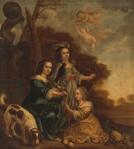Retrato de Geertruyt, Margriet e Anna Delff, as Filhas do Artista (Retrato de três meninas em uma paisagem) de Jacob Willemsz. Delff (II)