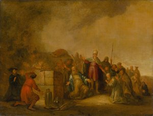 O sacrifício de Elias no Monte Carmelo, século XVII. de Jacob Willemsz de Wet the Elder