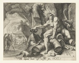 O elemento fogo Ignis (título no objeto) Os Quatro Elementos (título da série) de Jacob de Gheyn (II) (attributed to)
