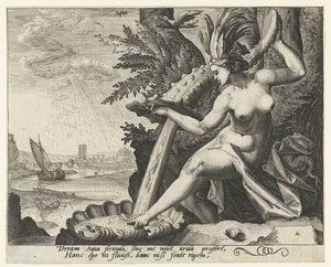 Água de elementos húmidos
Aqua (título sobre o objecto)
De vier elementen (título da série) de Jacob de Gheyn (II) (attributed to)