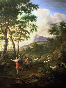 Uma paisagem árcade com Pan e Syrinx de Jacob de Heusch