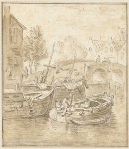 Navios numa ponte de uma cidade de Jacob de Vos