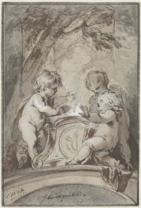 Alegoria com três putti perto de um altar de Jacob de Wit